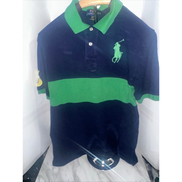 Polo Ralph Lauren Big Pony #3 Navy Green Polo Shirt Size XL (18-20) - Picture 1 of 5